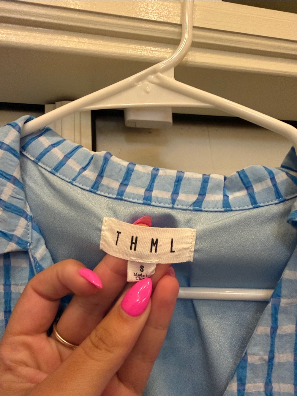 THML Blue and White Striped Tiered V-Neck Dress - Picture 2 of 3